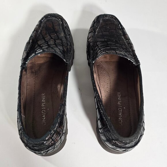Donald J Pliner Rio 66 Leather Loafer Womans Size 7 M Croc Reptile Snake Slip On - Picture 4 of 13